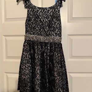 Sequin Hearts Black Lace Midi Dress